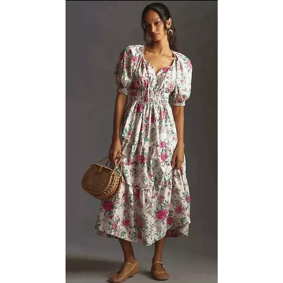 Anthropologie The Somerset Maxi Dress Floral Cottagecore Puff Sleeve Small - Picture 1 of 10